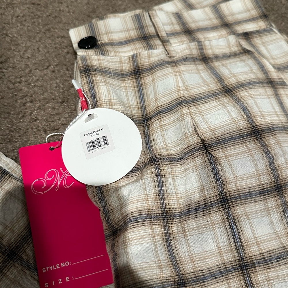 Plaid High-Waisted Pants